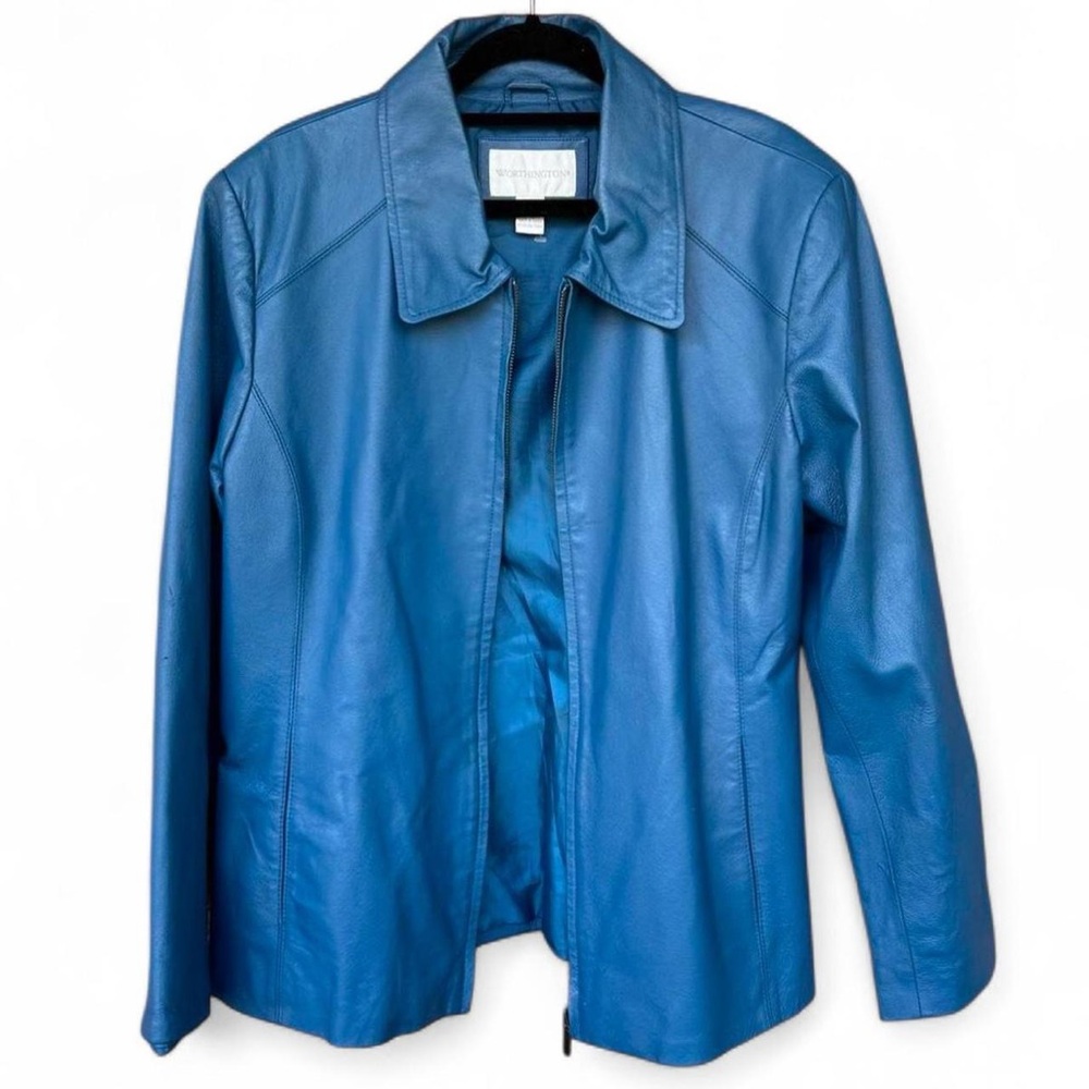 Worthington Vibrant Blue Leather Jacket